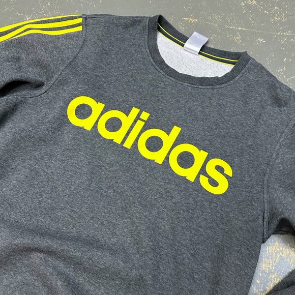 Adidas Originals Pull Over Crew Neck Sweater G69724 Large Grey Yellow - Picture 3 of 7